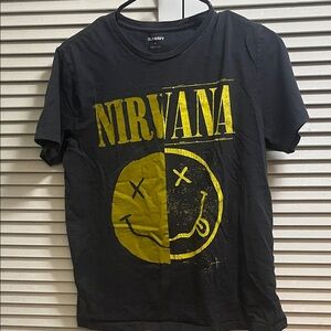 Old Navy Black Tee with Yellow Nirvana Graphic